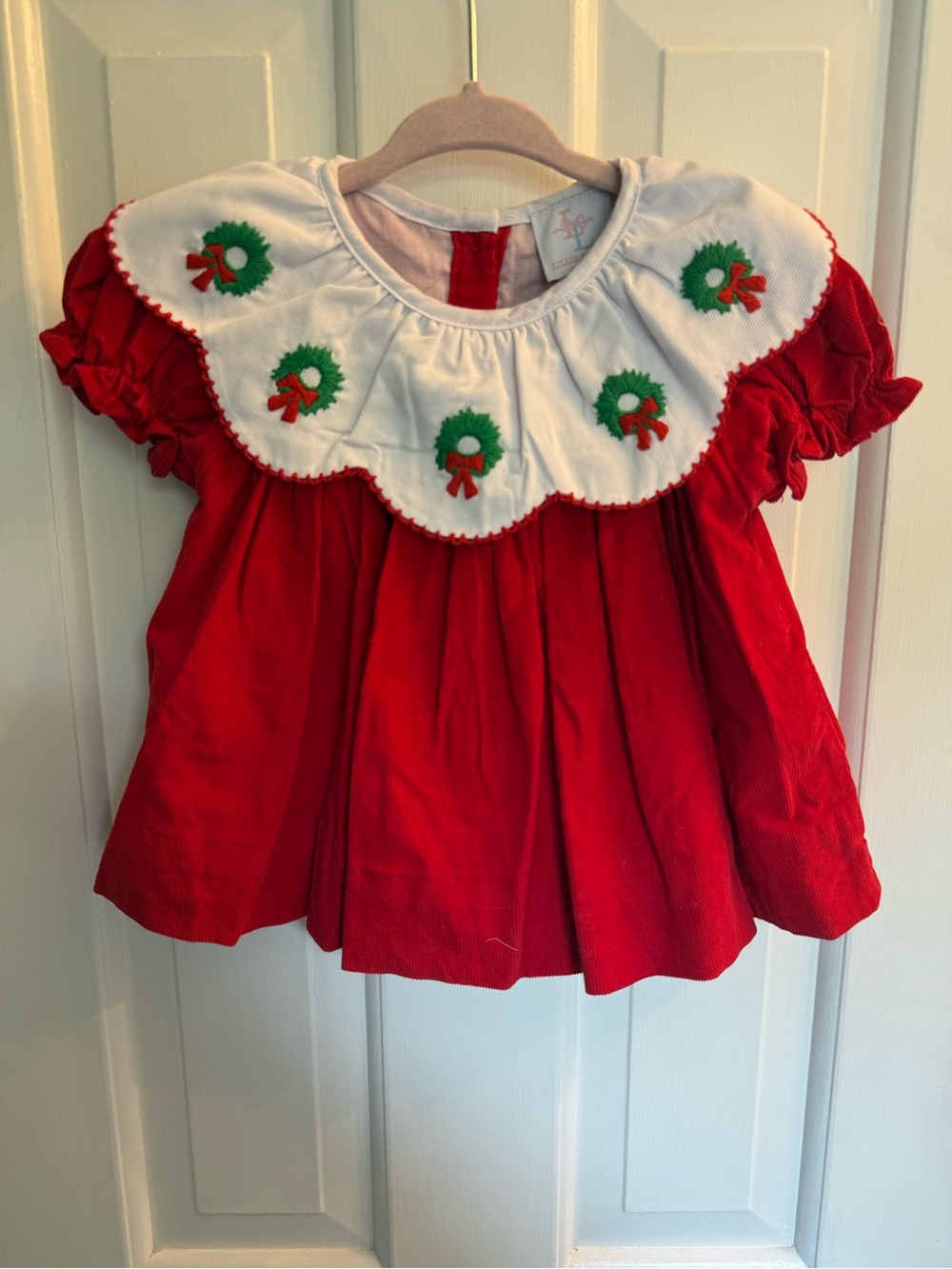 Lillie & Lilah Red Corduroy Christmas Wreath Set